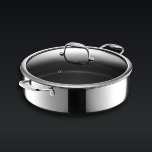 Hybrid Deep Saut Pan/Chicken Fryer with Lid. 7-Qt