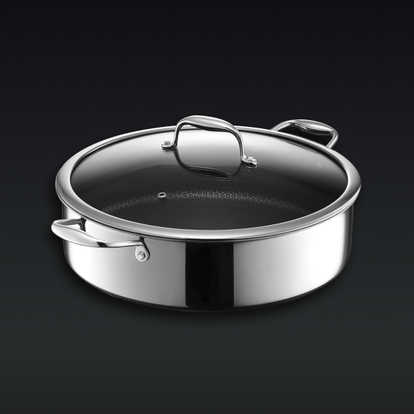 Hybrid Deep Sauté Pan with Lid. 10-QT