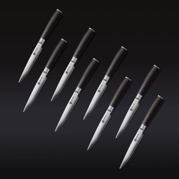 Damascus Steel Steak Knife Set. 8-pc (Green)