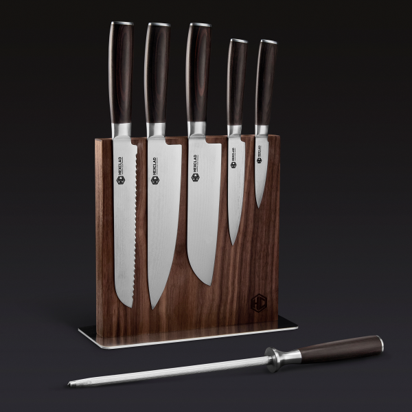 Damascus Steel Knife Set. 7-pc (Espresso)
