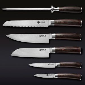 Damascus Steel Knife Set. 6-pc (Espresso)
