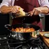 Hybrid Deep Saut Pan/Chicken Fryer with Lid. 7-Qt