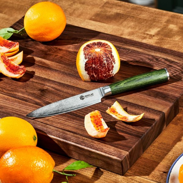 Essential Damascus Steel Knife Set. 6-pc (Green)