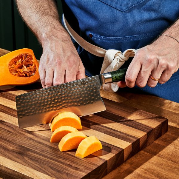 Damascus Steel Cleaver. 7″ (Green)