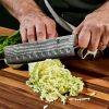 Damascus Steel Nakiri Knife. 6.5″ (Green)