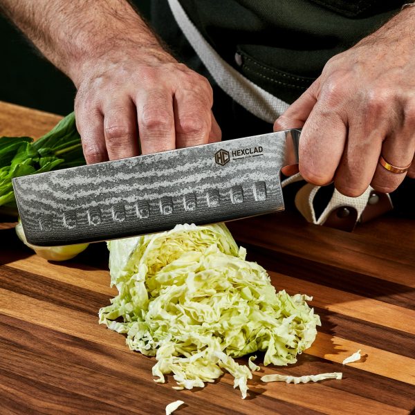 Damascus Steel Nakiri Knife. 6.5″ (Green)