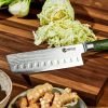 Damascus Steel Nakiri Knife. 6.5″ (Green)