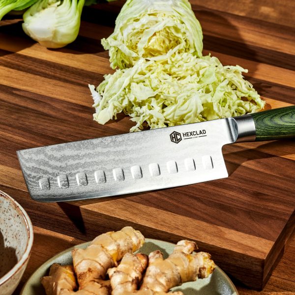 Damascus Steel Nakiri Knife. 6.5″ (Green)
