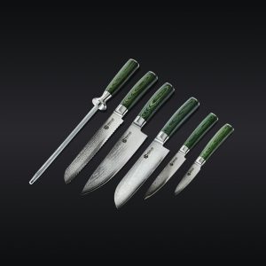 HexClad_6PCDamascusSteelKnifeSet_CTDS06-ST_Profile_Black.jpg Essential Damascus Steel Knife Set. 6-pc (Green)
