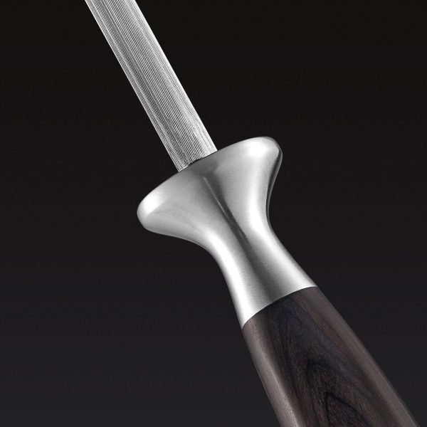 HexClad_6pcEspressoKnifeSet_CTKF06-EPW-ST_HoningRod_Blade_Detail_Black_0525-1.jpg Damascus Steel Knife Set. 6-pc (Espresso)