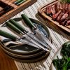 Damascus Steel Steak Knife Set. 8-pc (Green)