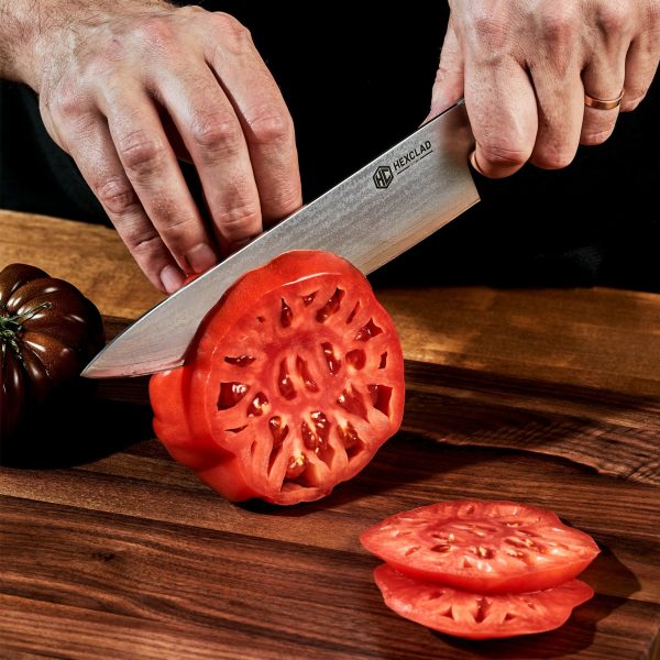 HexClad_ChefsKnife_CTCK08_050824_KF_02-1.jpg Damascus Steel Knife & Carving Set. 8-pc