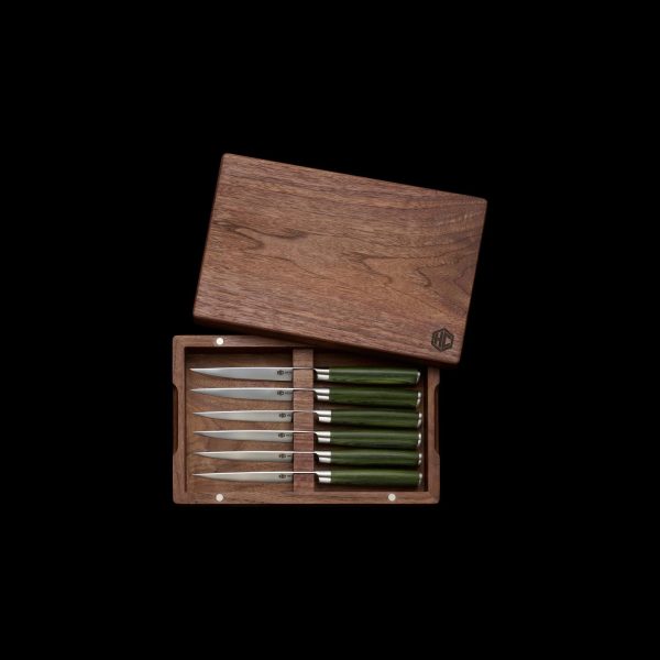 Damascus Steel Steak Knife Boxed Set. 6-pc (Espresso)
