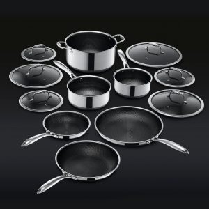 HexClad_Group_BLACK_a83f7e65-a1a5-4902-b168-7e441466ac3c.jpg Hybrid Pots & Pans Set. 12-pc