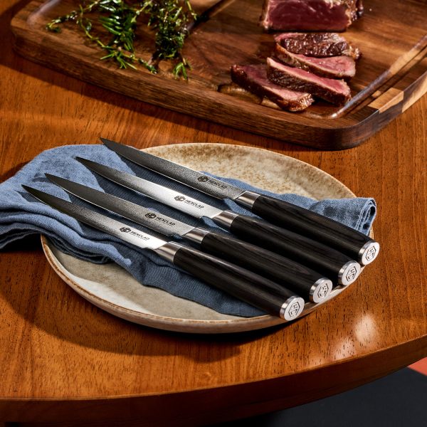 Damascus Steel Steak Knife Set. 8-pc (Espresso)