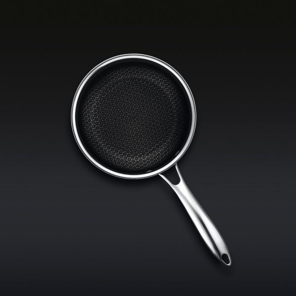 Hexclad_2QTPot_Overhead_BLACK.jpg Hybrid Saucepan With Lid. 2-Qt