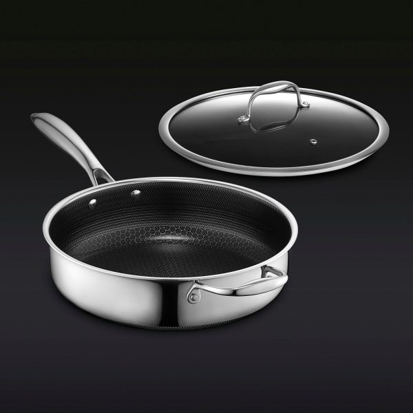 Hybrid Deep Sauté Pan with Lid. 10-QT