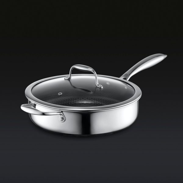Hybrid Deep Sauté Pan with Lid. 3.3-Qt