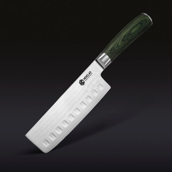 Damascus Steel Nakiri Knife. 6.5″ (Espresso)