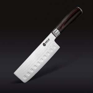 Damascus Steel Nakiri Knife. 6.5″ (Espresso)