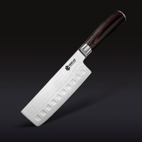 Damascus Steel Nakiri Knife. 6.5″ (Espresso)