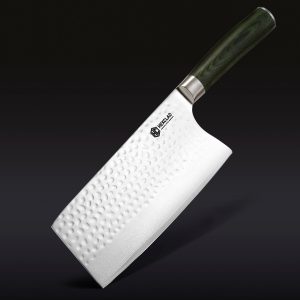 Damascus Steel Cleaver. 7″ (Green)