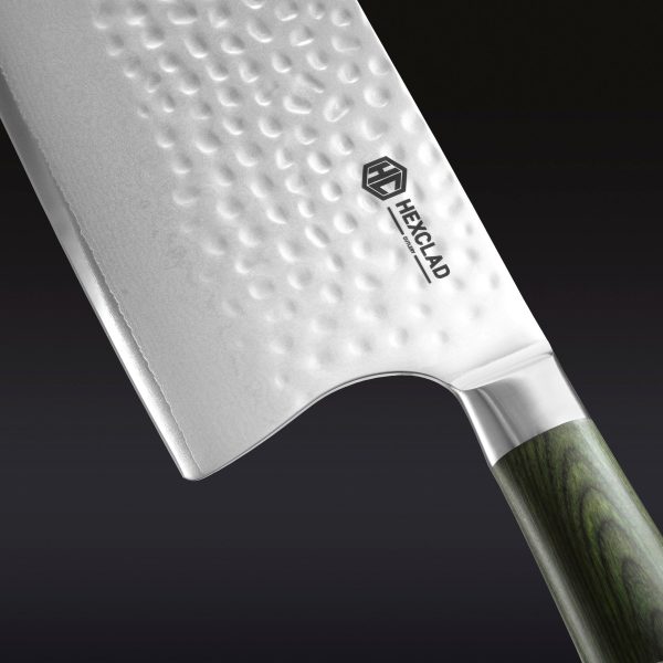 Damascus Steel Cleaver. 7″ (Green)