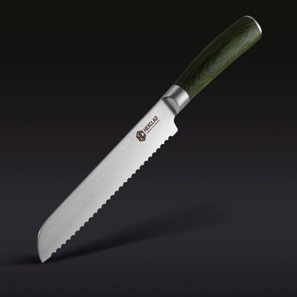 Damascus Steel Serrated Bread Knife. 8″ (Espresso)