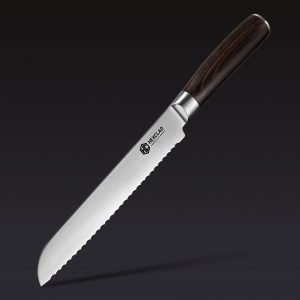 Damascus Steel Serrated Bread Knife. 8″ (Espresso)