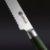Hexclad_BreadKnife_Detail2.jpg Damascus Steel Serrated Bread Knife. 8 (Green)
