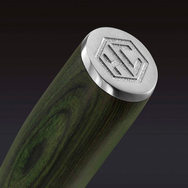 Hexclad_SantokuKnife_Detail1.jpg Damascus Steel Santoku Knife. 7″ (Green)