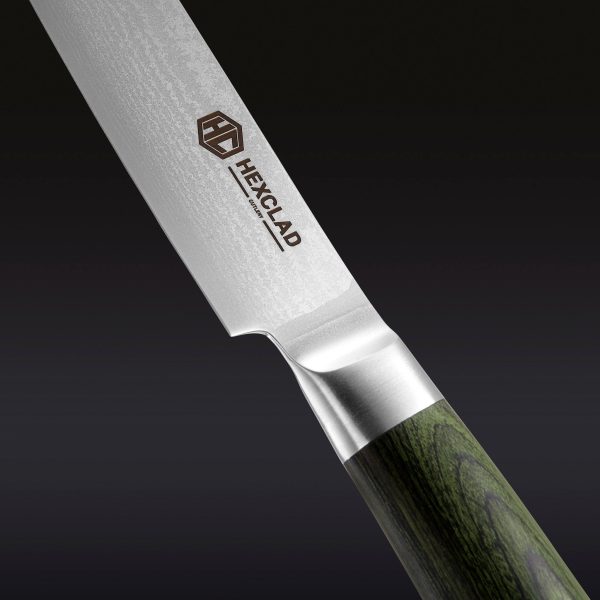 Damascus Steel Utility Knife. 5″ (Green)