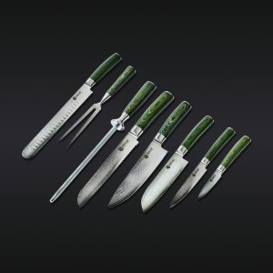 Damascus Steel Knife & Carving Set. 8-pc