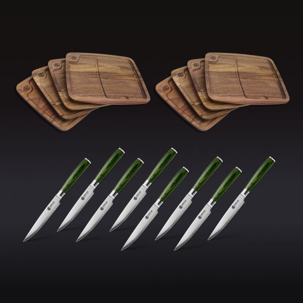 Steak Knife & Bistecca Plate Set. 16-pc (Green)